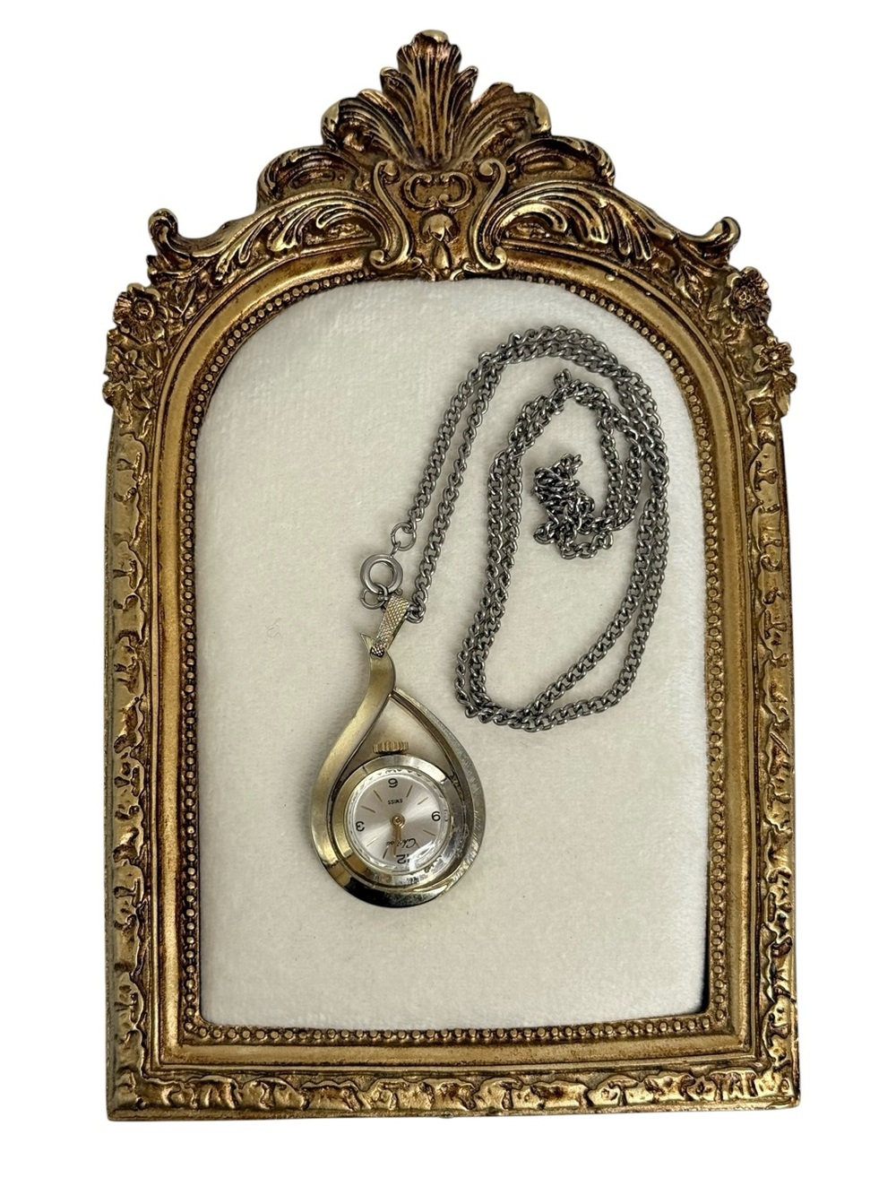 vintage Chateau Swiss-made teardrop pendant watch untested mechanical 70s